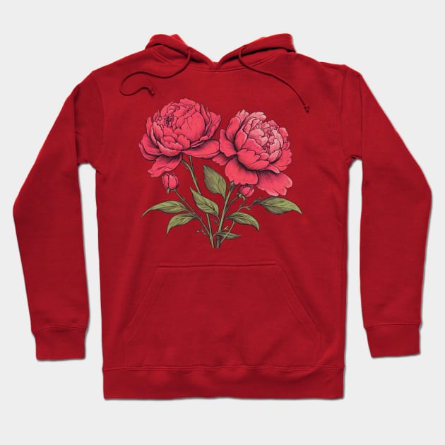 Peonies Hoodie by OscarVanHendrix